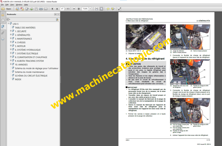 Kubota U50-5 Manuel D’atelier