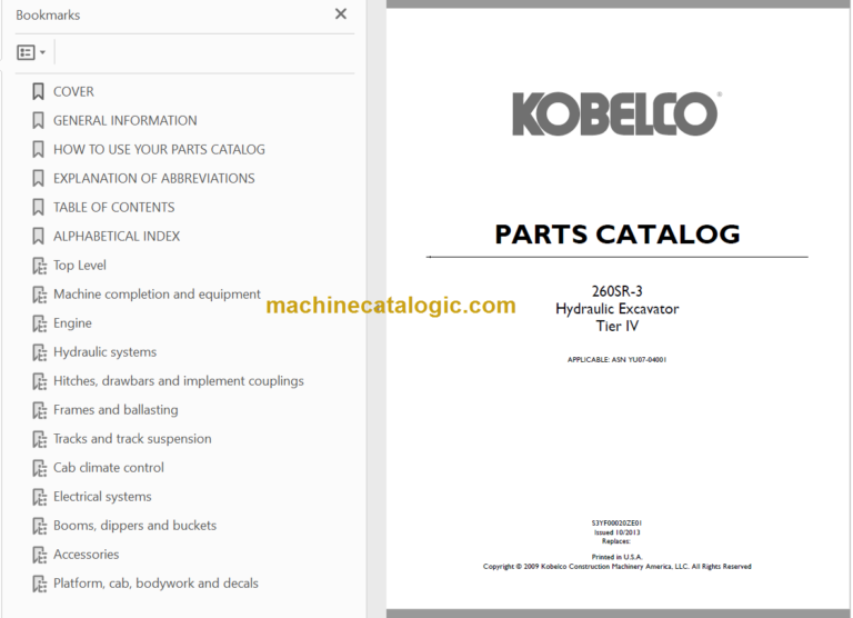 KOBELCO 260SR-3 Tier IV PARTS CATALOG