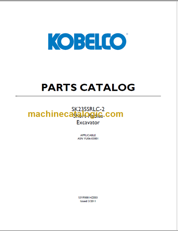 KOBELCO SK235SRLC-2 PARTS CATALOG