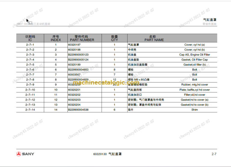 SANY SY485 engine parts manual chinese