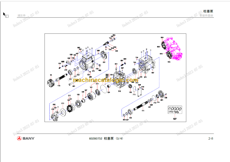 SANY SY245C 9M3KHH01 Parts Manual
