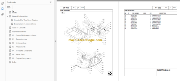 KOBELCO SK235SRLC-2 PARTS CATALOG