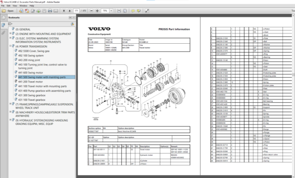 Volvo Excavators Parts Manual