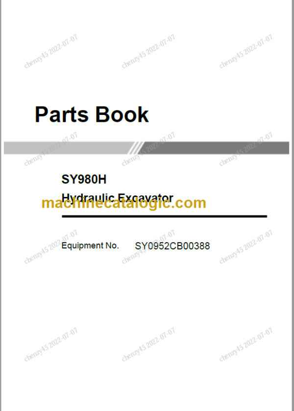 SANY SY980H Parts Book