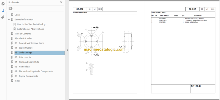 KOBELCO SK170-8 TIER 3 ROPS PARTS CATALOG