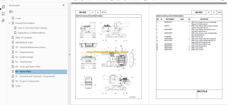 KOBELCO SK170-8 TIER 3 ROPS PARTS CATALOG
