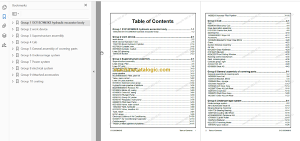 SANY SY215 Parts Book