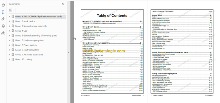 SANY SY215 Parts Book