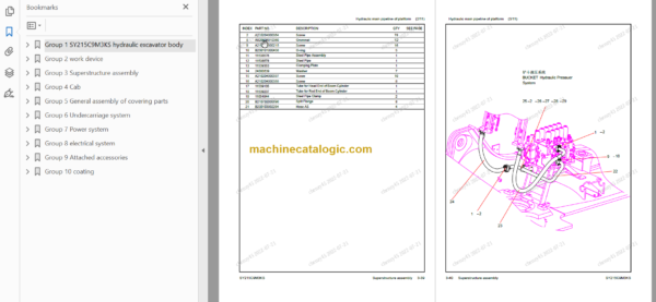 SANY SY215 Parts Book