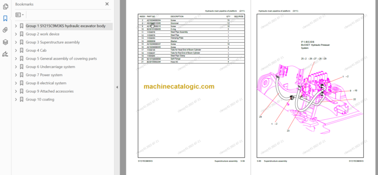 SANY SY215 Parts Book