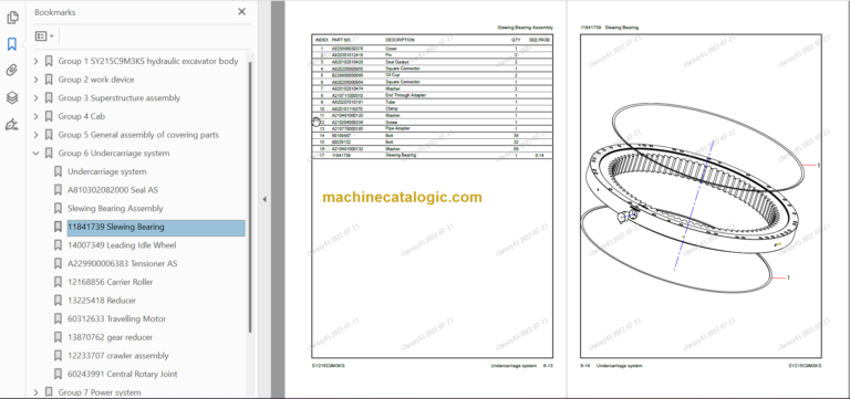 SANY SY215 Parts Book