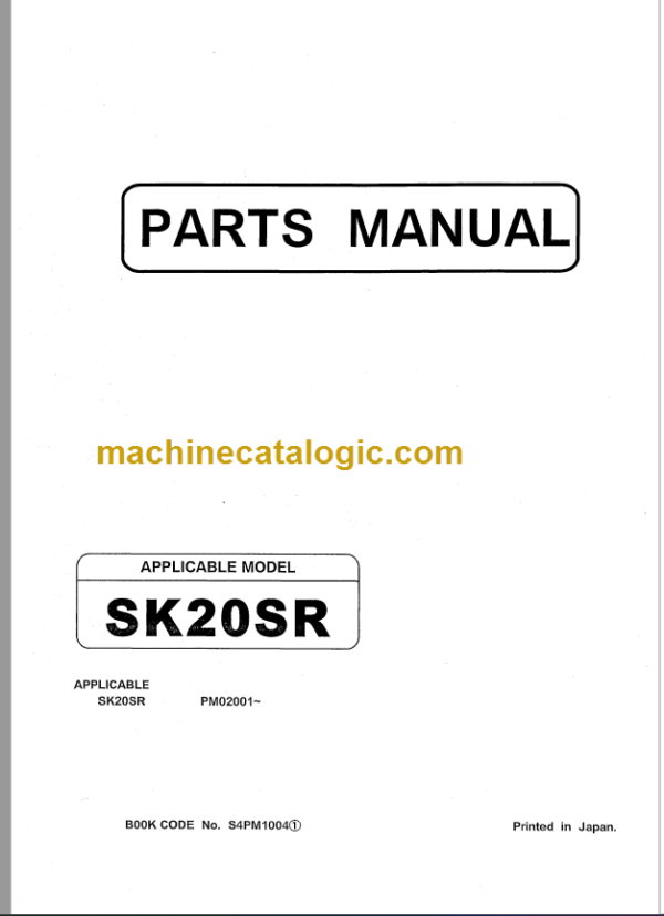 KOBELCO SK20SR PARTS MANUAL