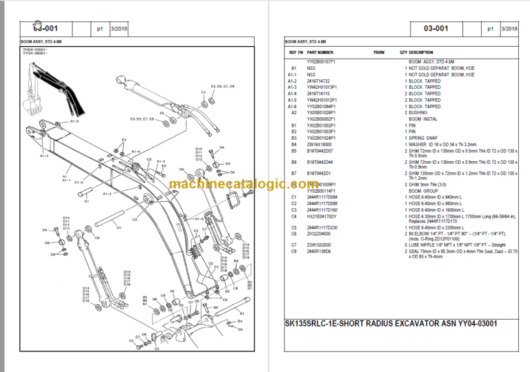 KOBELCO SK135SRLC-1E NA PARTS MANUAL