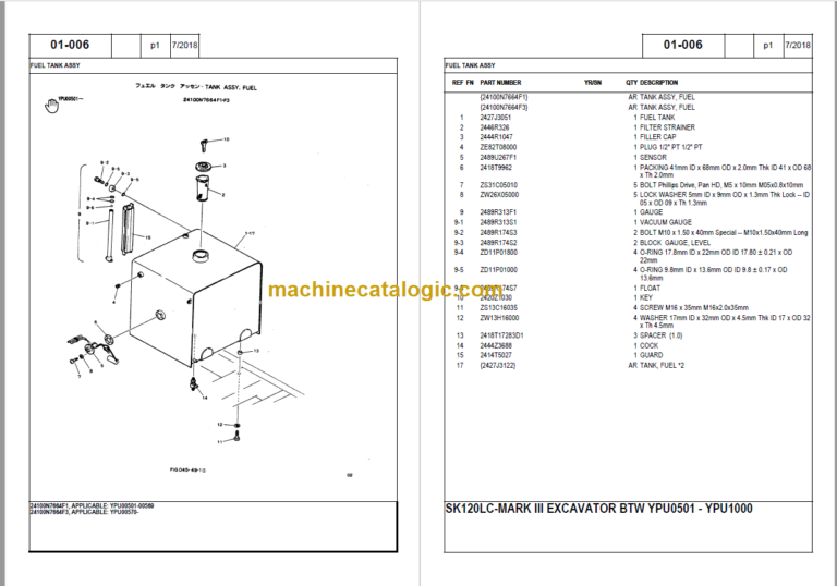 KOBELCO SK120LC-MARK III PARTS CATALOG