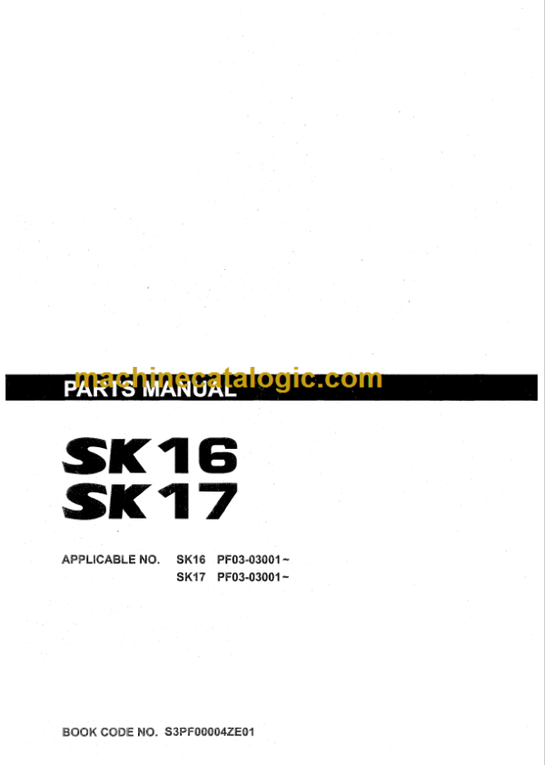 KOBELCO SK16 SK17 PARTS MANUAL