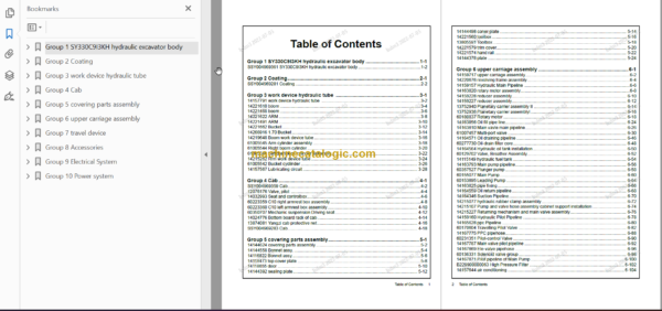 SANY SY330H Parts Book