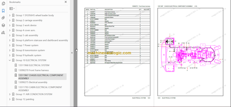 SANY SYL956H5 PARTS MANUAL