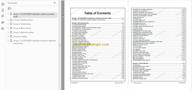 SANY SY335 Parts Book