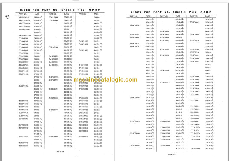 KOBELCO SK035-2 PARTS MANUAL