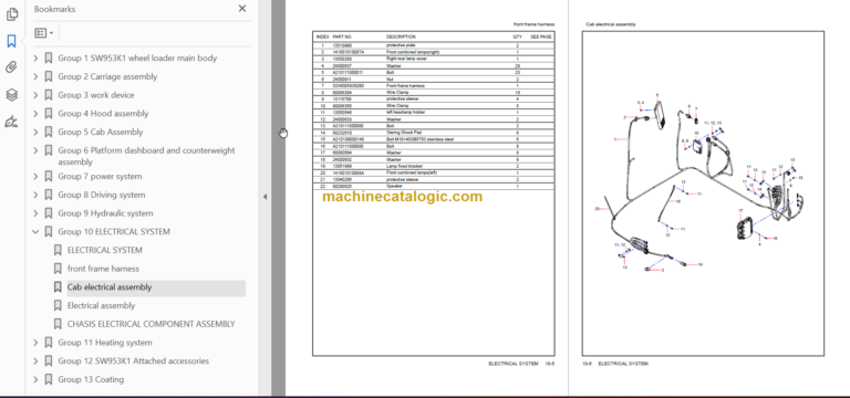 SANY SW953 PARTS BOOK
