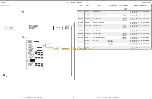 MANITOU MC 40 CP PARTS CATALOGUE