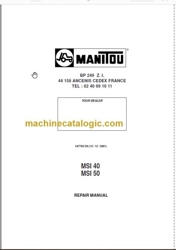 MANITOU MSI 40 REPAIR MANUAL