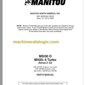 MANITOU MSI 30 D Series 2-E2 PARTS MANUAL