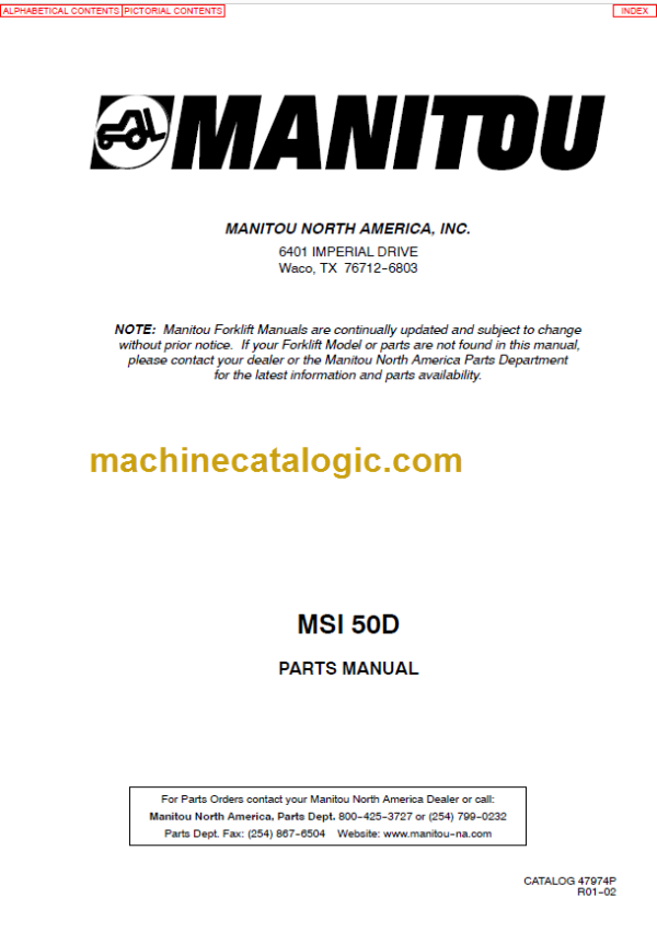 MANITOU MSI 50D PARTS MANUAL