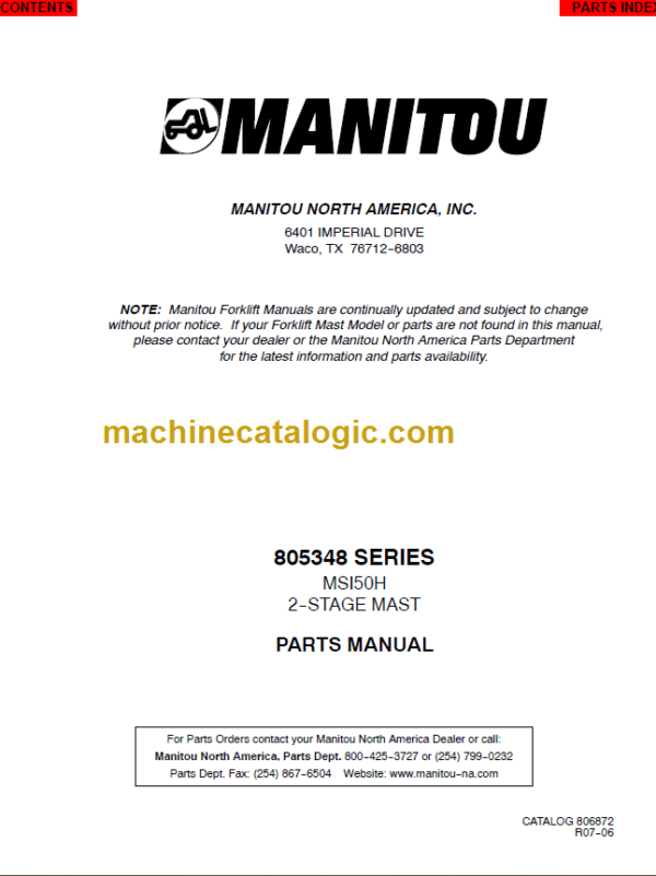 MANITOU 805348 Series Parts Manual