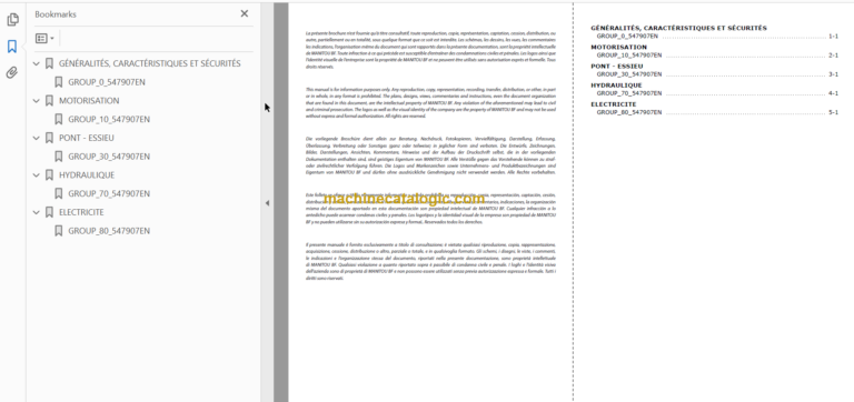 Manitou MLT 627 Repair Manual