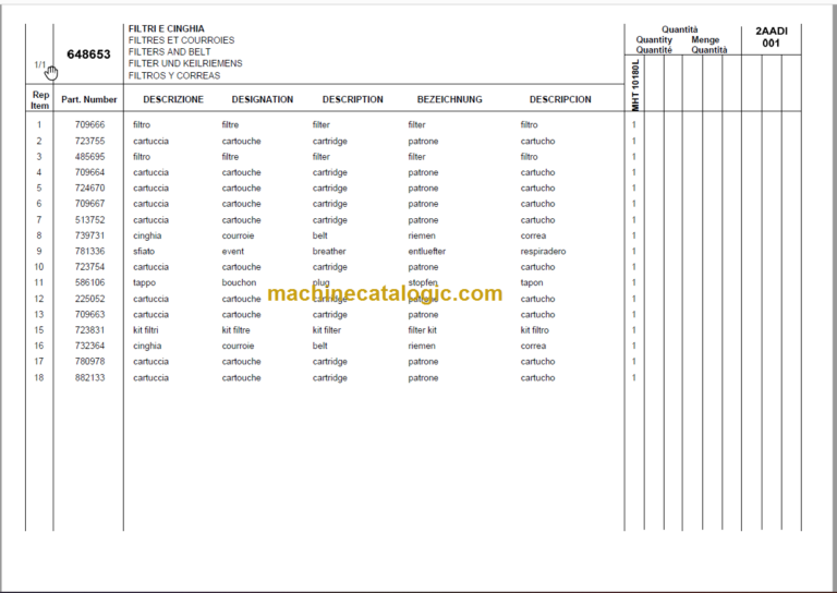 Manitou MHT 10180L E3 PARTS CATALOGUE