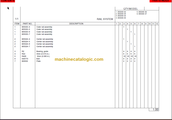 MANITOU 805348 Series Parts Manual