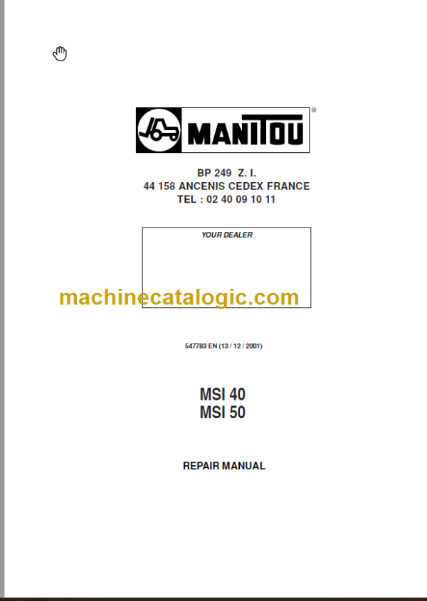 MANITOU MSI 50 REPAIR MANUAL