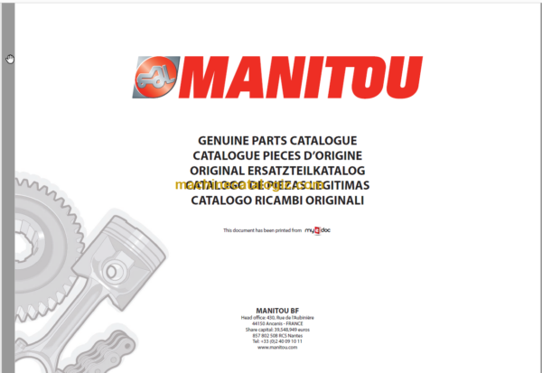 Manitou MLT 630 TURBO SB E2 PARTS CATALOGUE