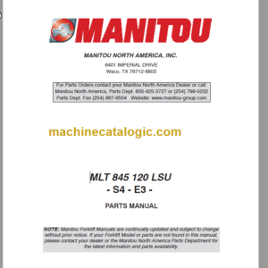 Manitou MLT 845 S4 E3 PARTS MANUAL