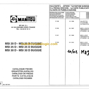 MANITOU MSI 20D - MSI 20D BUGGIE PARTS CATALOGUE