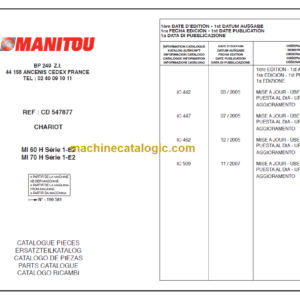 MANITOU MI 60H PARTS CATALOGUE