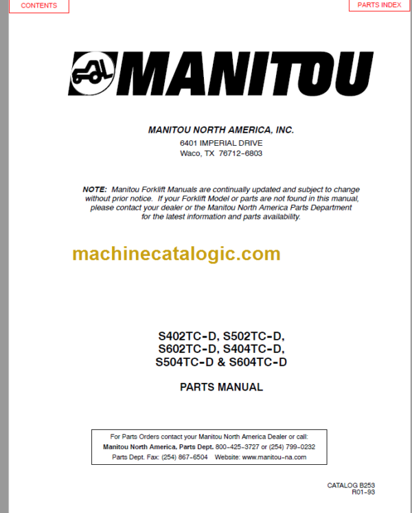 MANITOU S402TC-D PARTS MANUAL