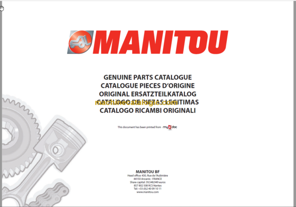 Manitou MHT 10225 L EVOLUTION E3 PARTS CATALOGUE