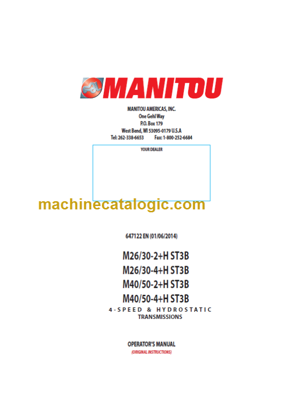 MANITOU M26 30-2 H ST3B OPERATOR’S MANUAL