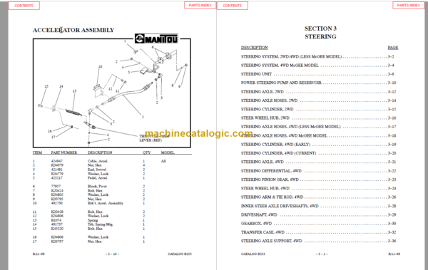 MANITOU S402TC-D PARTS MANUAL