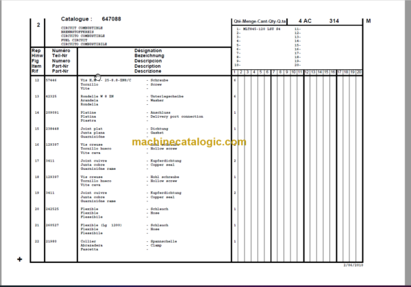 Manitou MLT 845 S4 E3 PARTS MANUAL