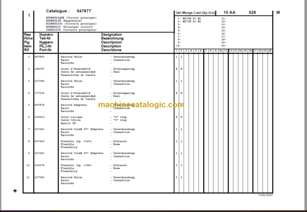 MANITOU MI 60H PARTS CATALOGUE