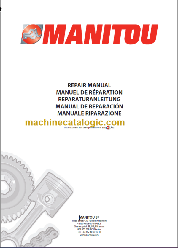 Manitou MLT 523 Turbo Série A Repair Manual