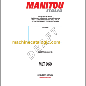 Manitou MLT 960 Operator's Manual