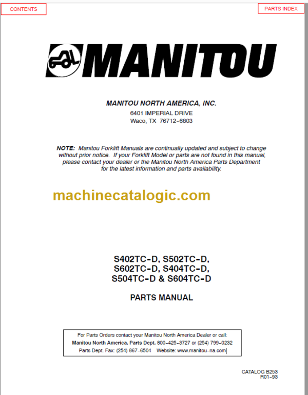 MANITOU S404TC-D PARTS MANUAL