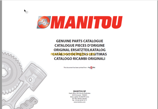 Manitou MHT-X 10225 L EVOLUTION E3 PARTS CATALOGUE