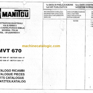 Manitou MVT 1330 L COMFORT LINE PARTS MANUAL