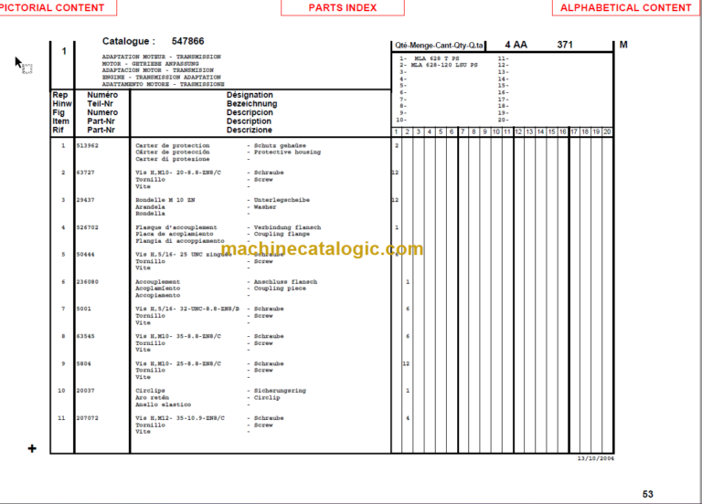 Manitou MLA 628 120 LSU SERIES 3-E2 PARTS MANUAL