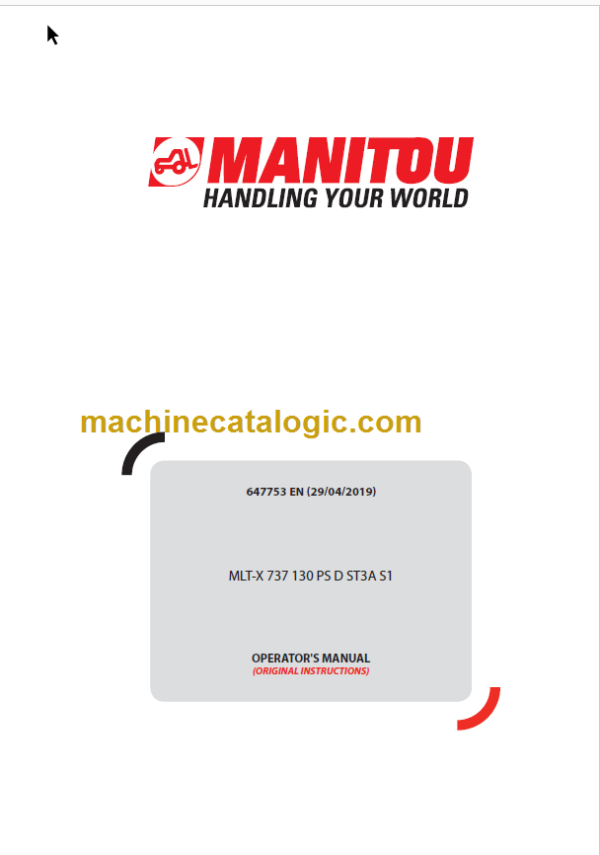 Manitou MLT-X 737 Operator's Manual